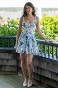 Agua Bendita Spring Ivy Blue Floral Mini Dress