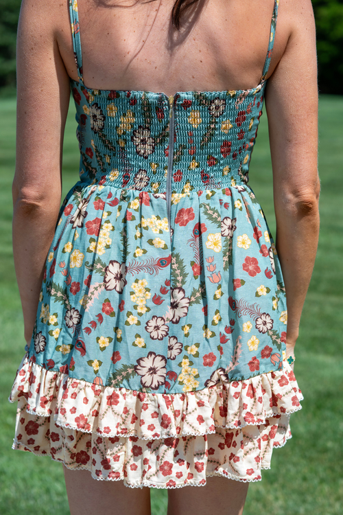 Agua Bendita Isadora Plume Green Floral Mini Dress