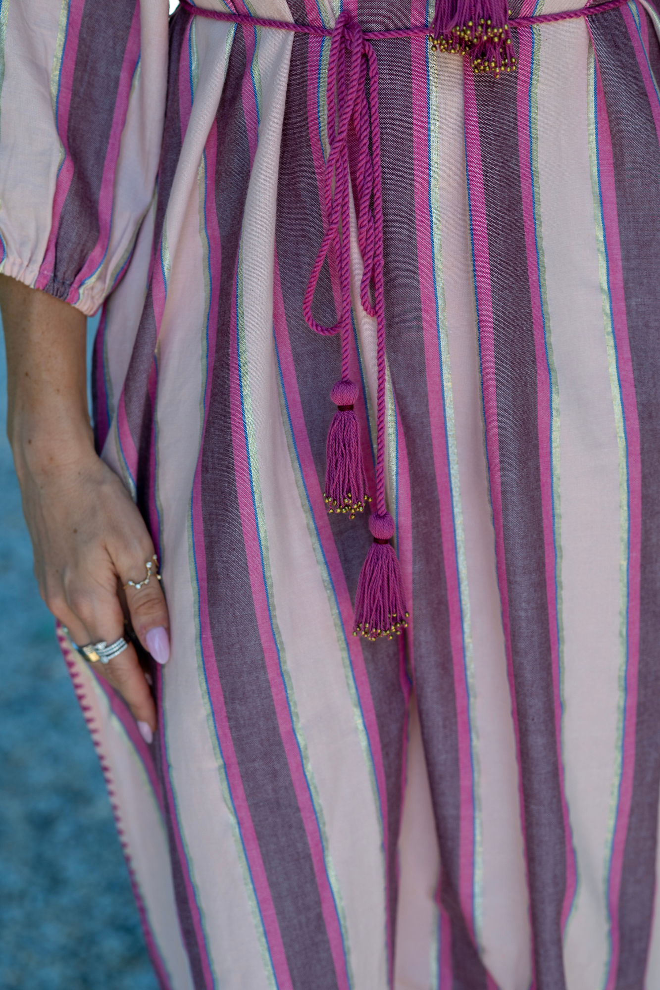 Ilio Nema Priam Caftan - Pink Mykonos Stripe