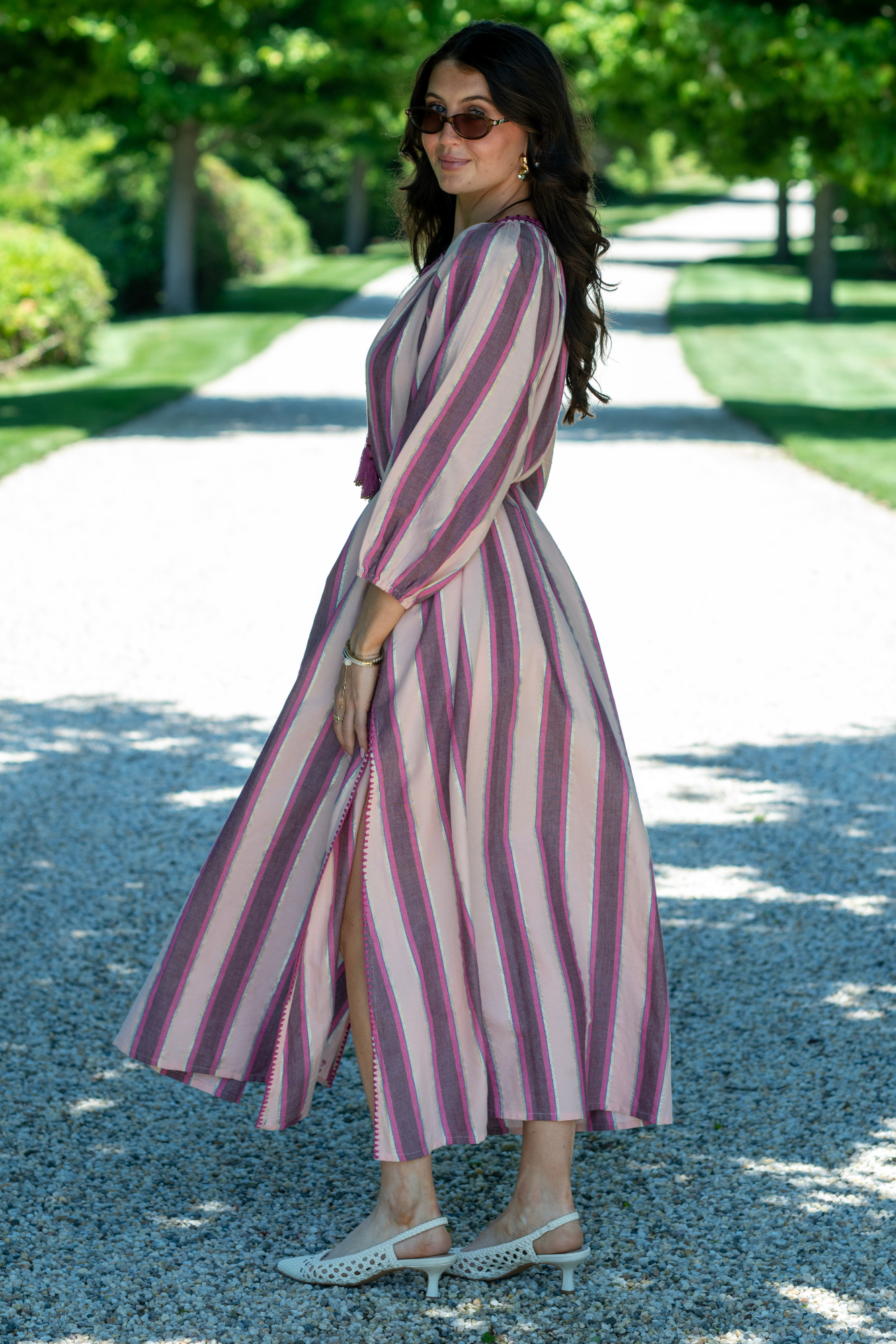 Ilio Nema Priam Caftan - Pink Mykonos Stripe
