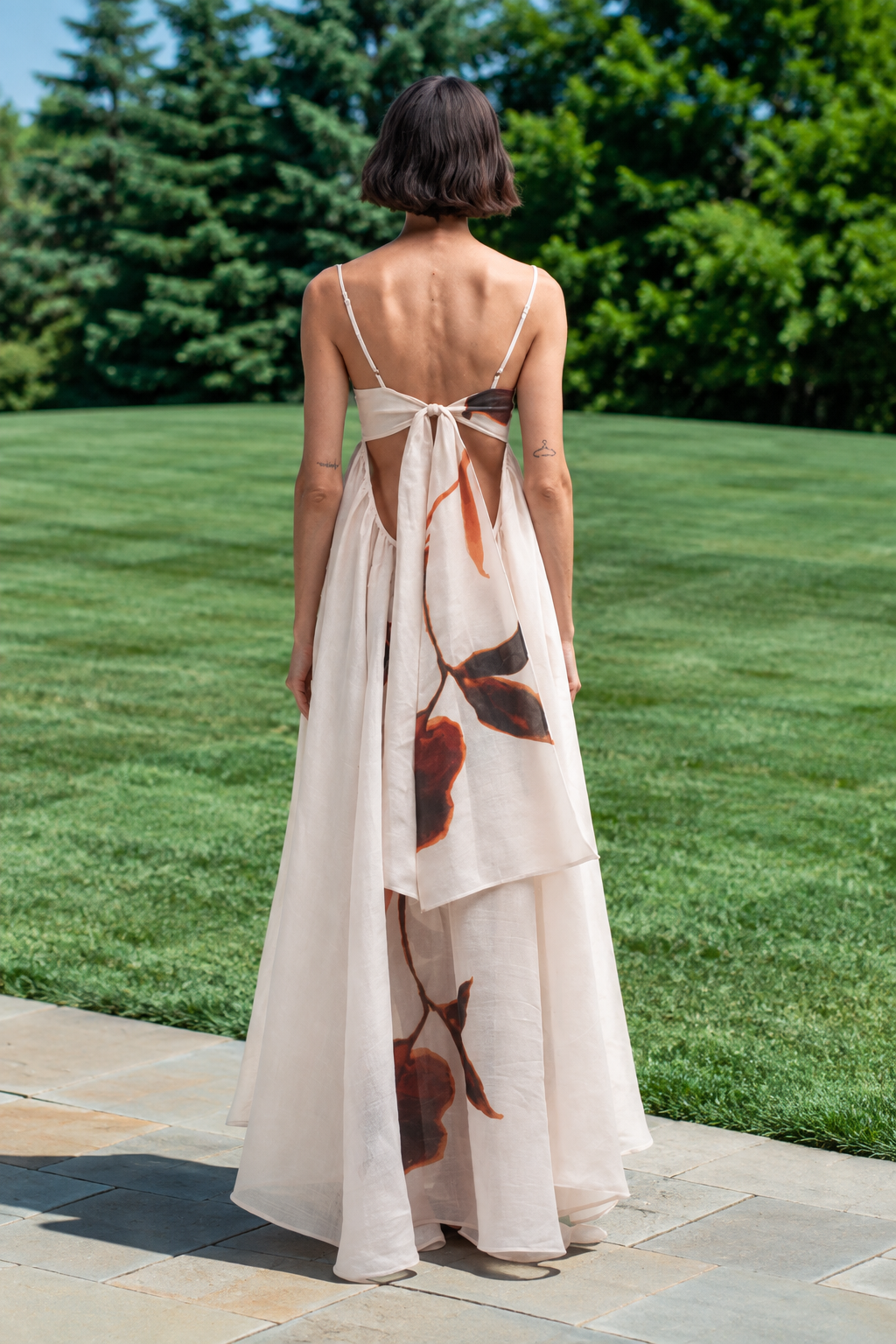 Cogo Abito Acquarello Cream Painted Dress
