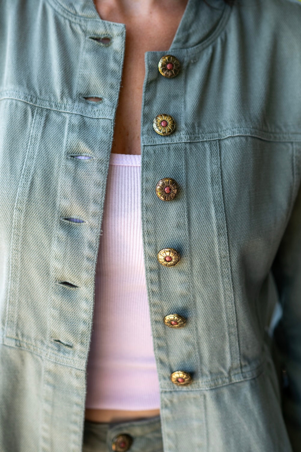 Shaft Jean Sage Color Wash Jacket