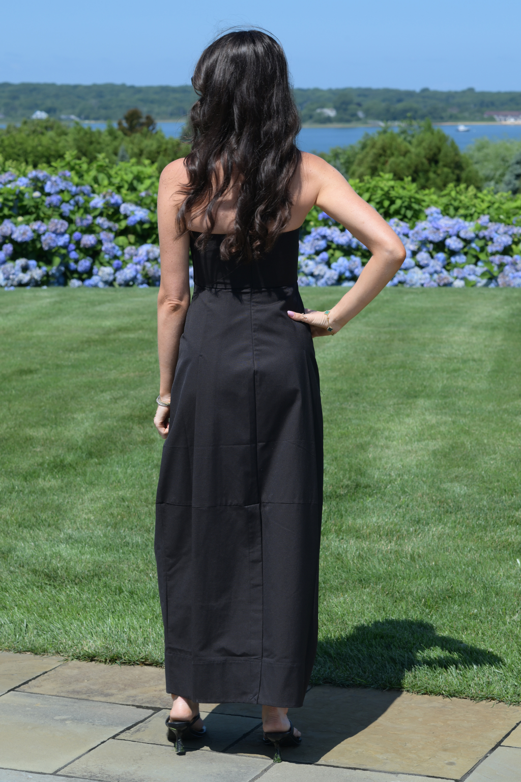 St. Agni Canvas Pleat Cocoon Dress in Black